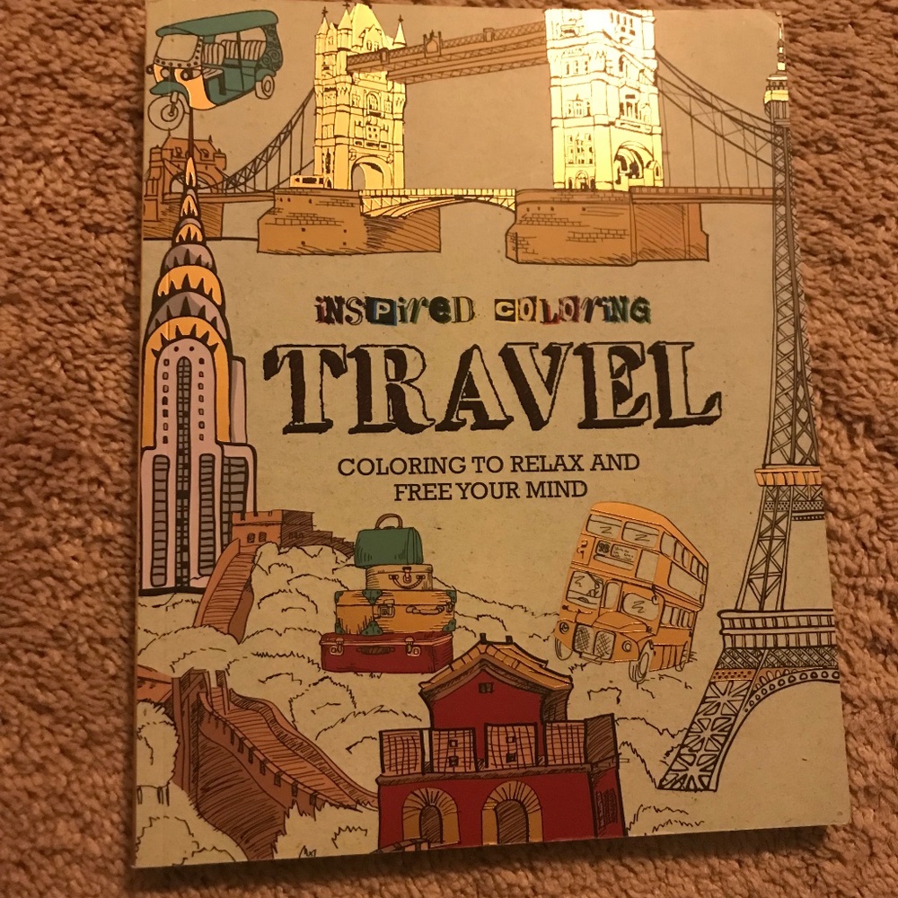 Inspired Coloring Travel Coloring Book with Gold Accents